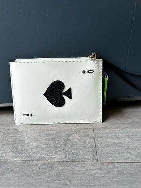 Women’s Kate Spade Lucky Draw Queen Poker Card Leather Clutch Bag Purse NWT